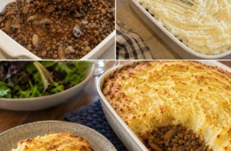 Dive into this comforting cottage bake, where hearty lentils and savory mushrooms come together for a satisfying meal.