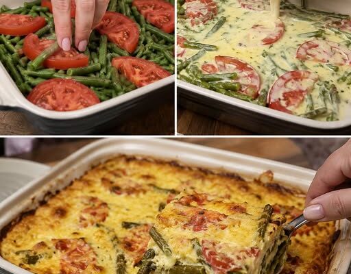This comforting casserole combines fresh green beans and tomatoes with creamy cheese for a satisfying dish your family will love.