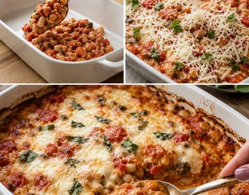 This hearty bake brings together creamy white beans and fresh tomatoes for a comforting dish!