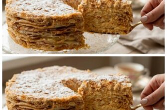 Not just a cake, but a layer-pastry delight the Napoleon of childhood—made with grated butter and a condensed-milk cream. Airy and flaky!