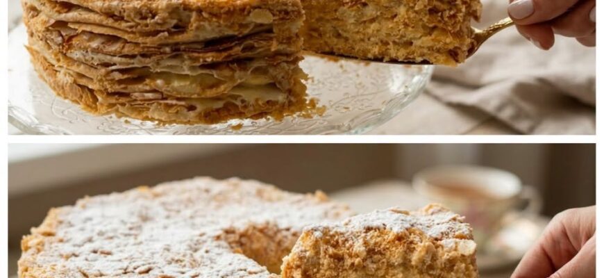 Not just a cake, but a layer-pastry delight the Napoleon of childhood—made with grated butter and a condensed-milk cream. Airy and flaky!